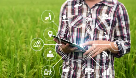Agriculture technology farmer using tablet